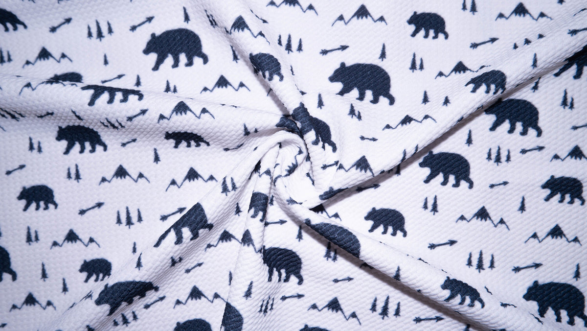 Animal Bear Arrow Bullet Print #196 Ribbed Scuba Techno Double Knit 2-Way Stretch Poly Spandex Apparel Craft Fabric 58"-60" Wide BTY