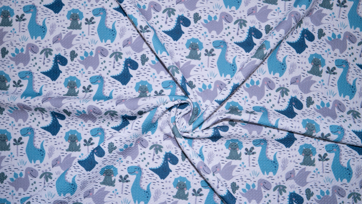 Dinosaur Bullet Print #319 Ribbed Scuba Techno Double Knit 2-Way Stretch Poly Spandex Apparel Craft Fabric 58"-60" Wide BTY