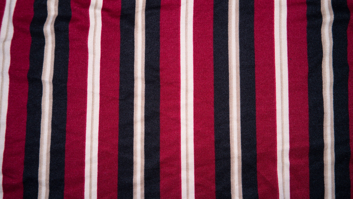 Double Brushed Poly Varsity Stripe Print #87 Polyester Spandex Apparel Stretch Fabric 190 GSM 58"-60" Wide By The Yard