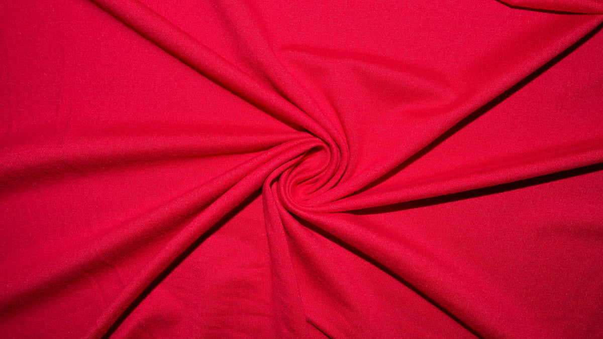 Red #44 Double Brushed Polyester Spandex Apparel Stretch Fabric 190 GSM 58"-60" Wide By The Yard