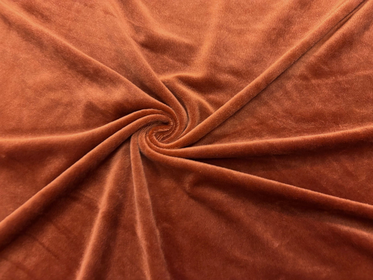 Burnt Orange #5 Micro Velour Stretch Velvet Polyester Spandex 230 GSM Luxury Apparel Fabric 58"-60" Wide By The Yard