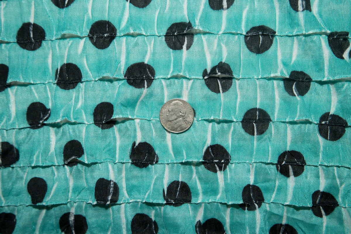 Green Polka Dot 1" Ruffle Knit Polyester Spandex Lycra Stretch Apparel Craft Fabric Skirt Dress 52"-54" Wide By The Yard