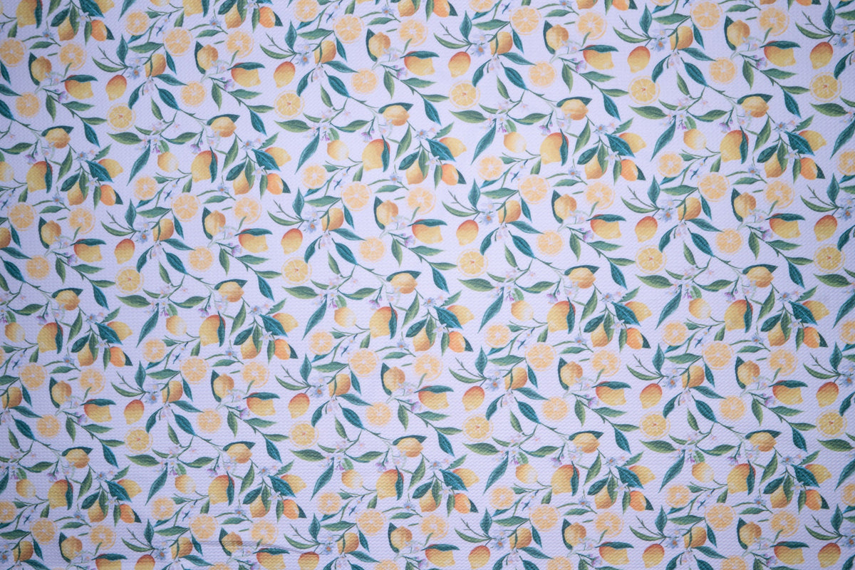Lemon Bullet Print #48 Ribbed Scuba Techno Double Knit 2-Way Stretch Polyester Spandex Apparel Craft Fabric 58"-60" Wide BTY