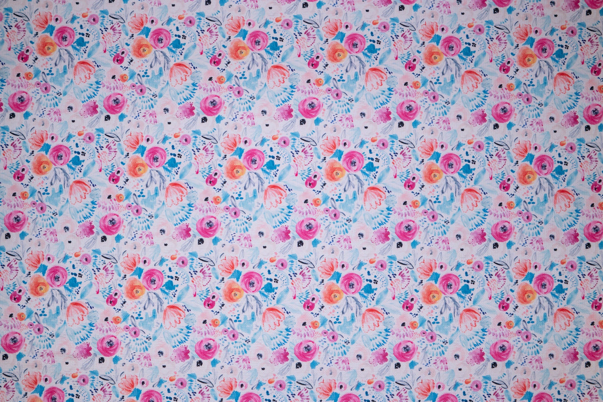Neon Watercolor Floral Bullet Print #113 Ribbed Scuba Techno Double Knit 2-Way Stretch Poly Spandex Apparel Craft Fabric 58"-60" Wide BTY