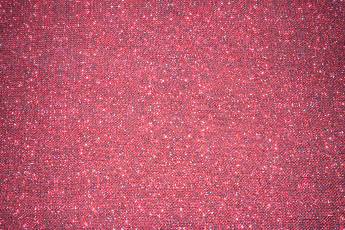 Red Glitter Bullet Print #81 Ribbed Scuba Techno Double Knit Poly Spandex Apparel Craft Fabric 58"-60" Wide BTY