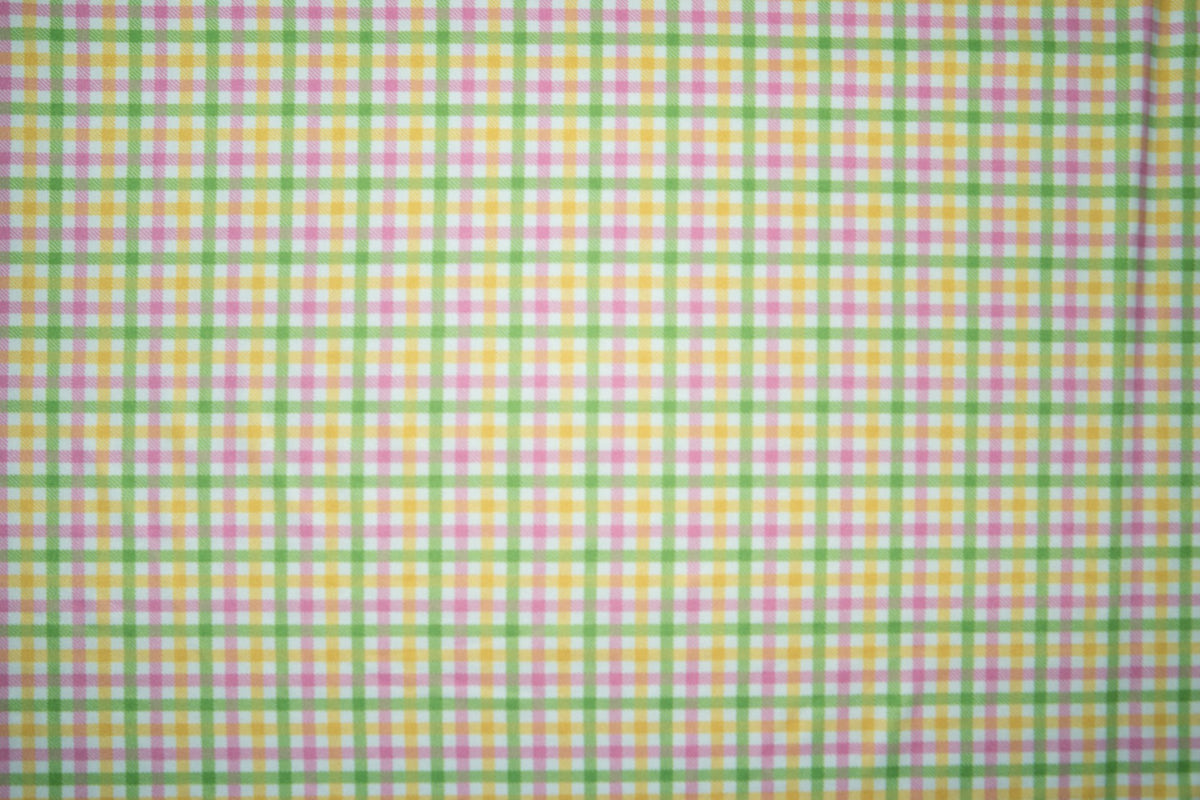Easter Spring Gingham #01 Double Brushed Polyester Spandex Apparel Stretch Fabric 190 GSM 58"-60" Wide By The Yard
