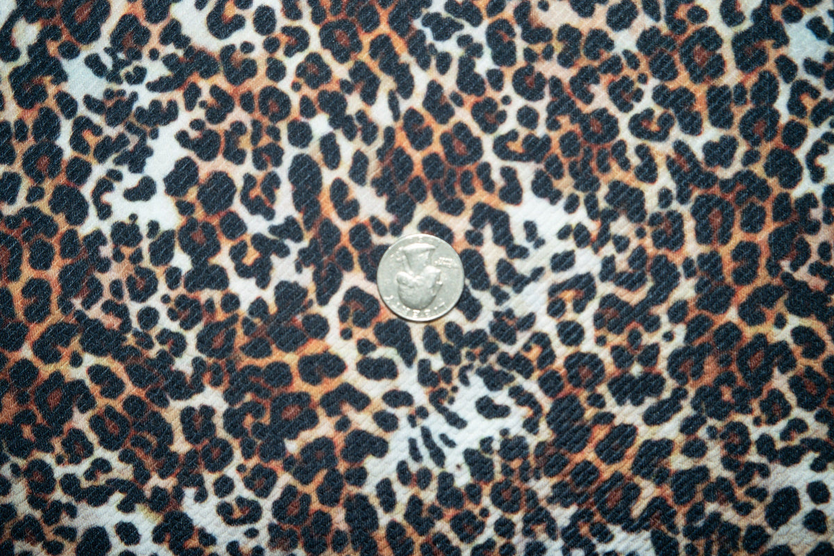 Leopard Bullet Print #167 Ribbed Scuba Techno Double Knit 2-Way Stretch Poly Spandex Apparel Craft Fabric 58"-60" Wide BTY