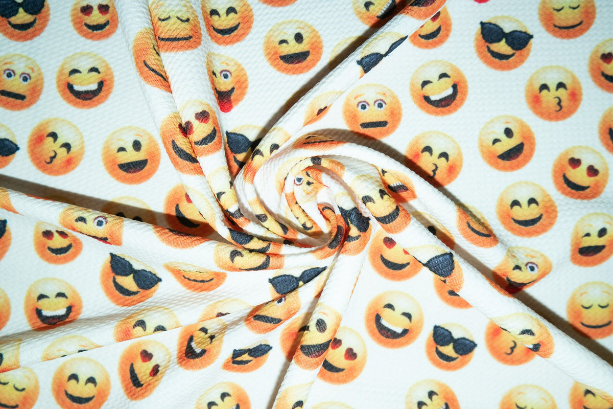 Emoji Bullet Print #165 Ribbed Scuba Techno Double Knit 2-Way Stretch Poly Spandex Apparel Craft Fabric 58"-60" Wide BTY
