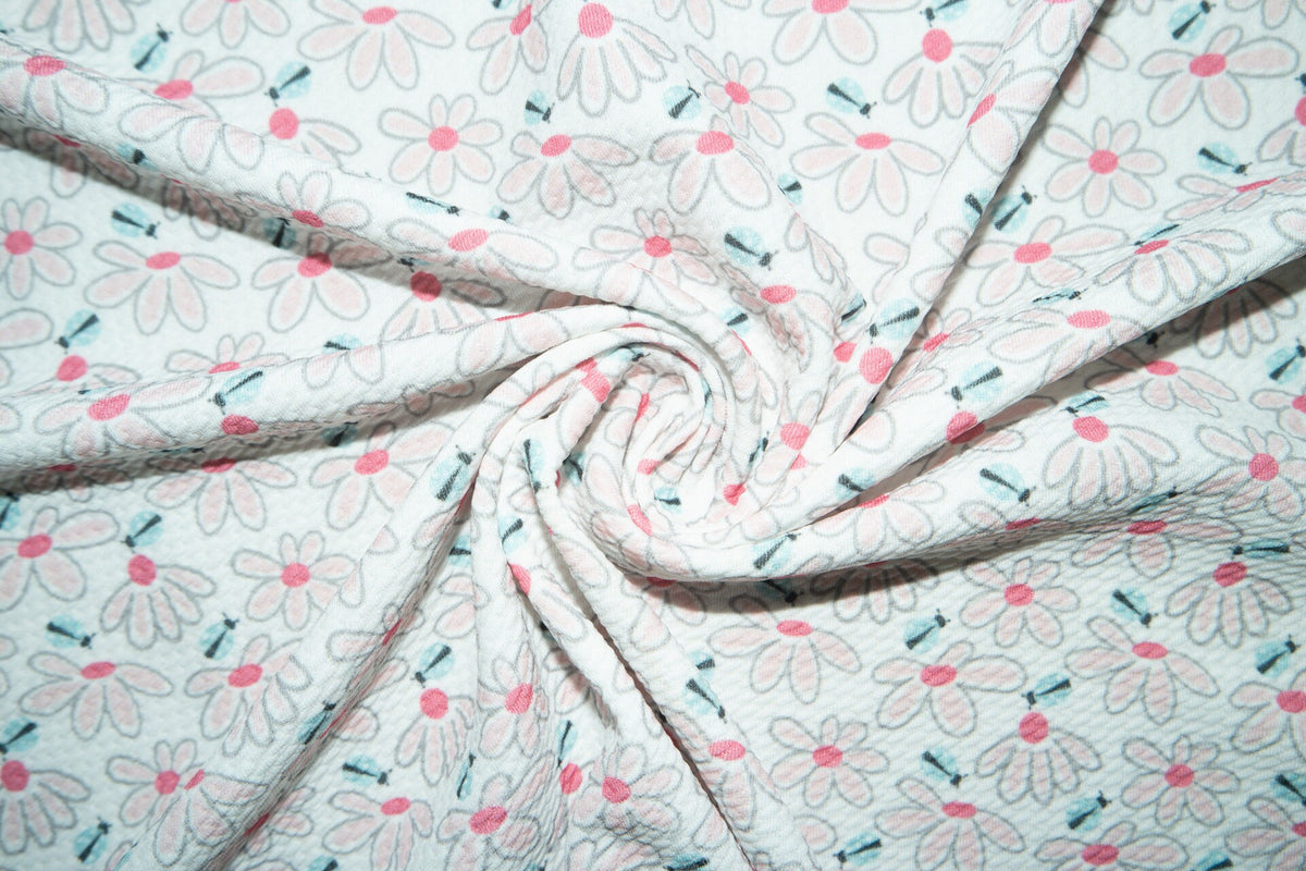 Floral Bullet Print #175 Ribbed Scuba Techno Double Knit 2-Way Stretch Poly Spandex Apparel Craft Fabric 58"-60" Wide BTY