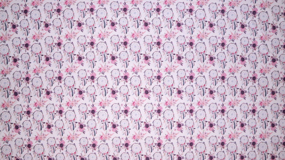 Boho Dreamcatcher Bullet Print #197 Ribbed Scuba Techno Double Knit 2-Way Stretch Poly Spandex Apparel Craft Fabric 58"-60" Wide BTY