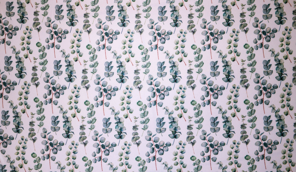 Watercolor Eucalyptus #26 Double Brushed Polyester Spandex Apparel Stretch Fabric 190 GSM 58"-60" Wide By The Yard