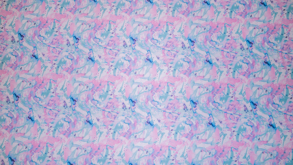 Watercolor Abstract Paint Splatter #35 Double Brushed Polyester Spandex Apparel Stretch Fabric 190 GSM 58"-60" Wide By The Yard