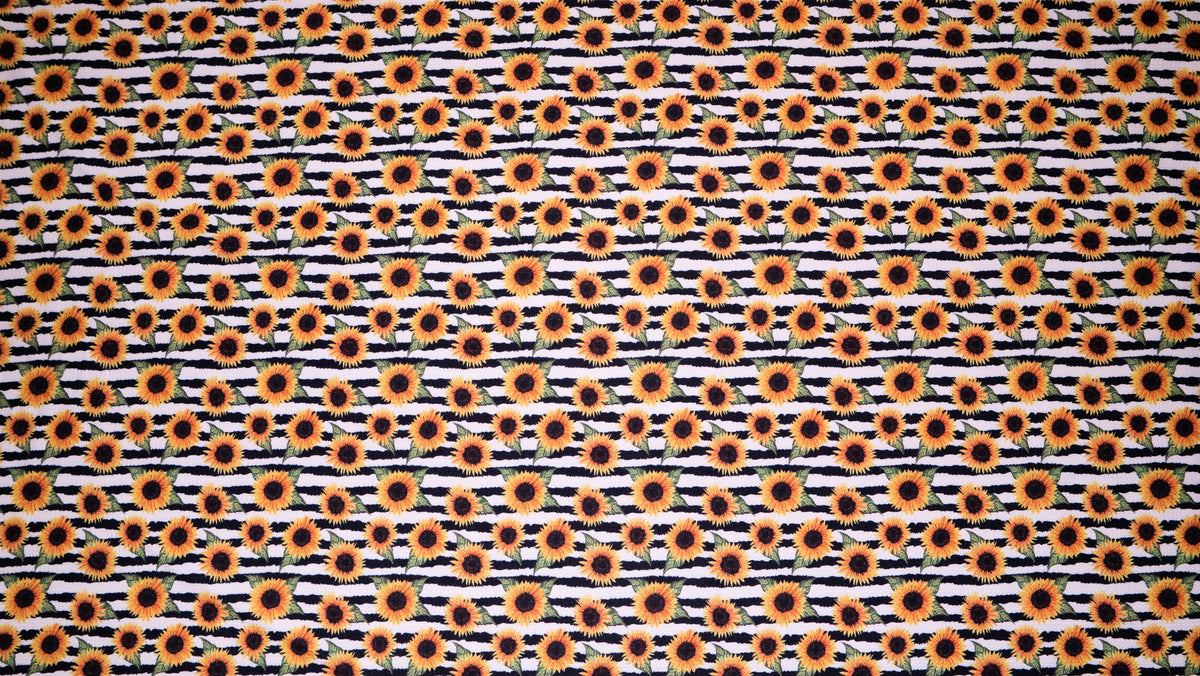 Sunflower Striped Floral Bullet Print #224 Ribbed Scuba Techno Double Knit 2-Way Stretch Poly Spandex Apparel Craft Fabric 58"-60" Wide BTY