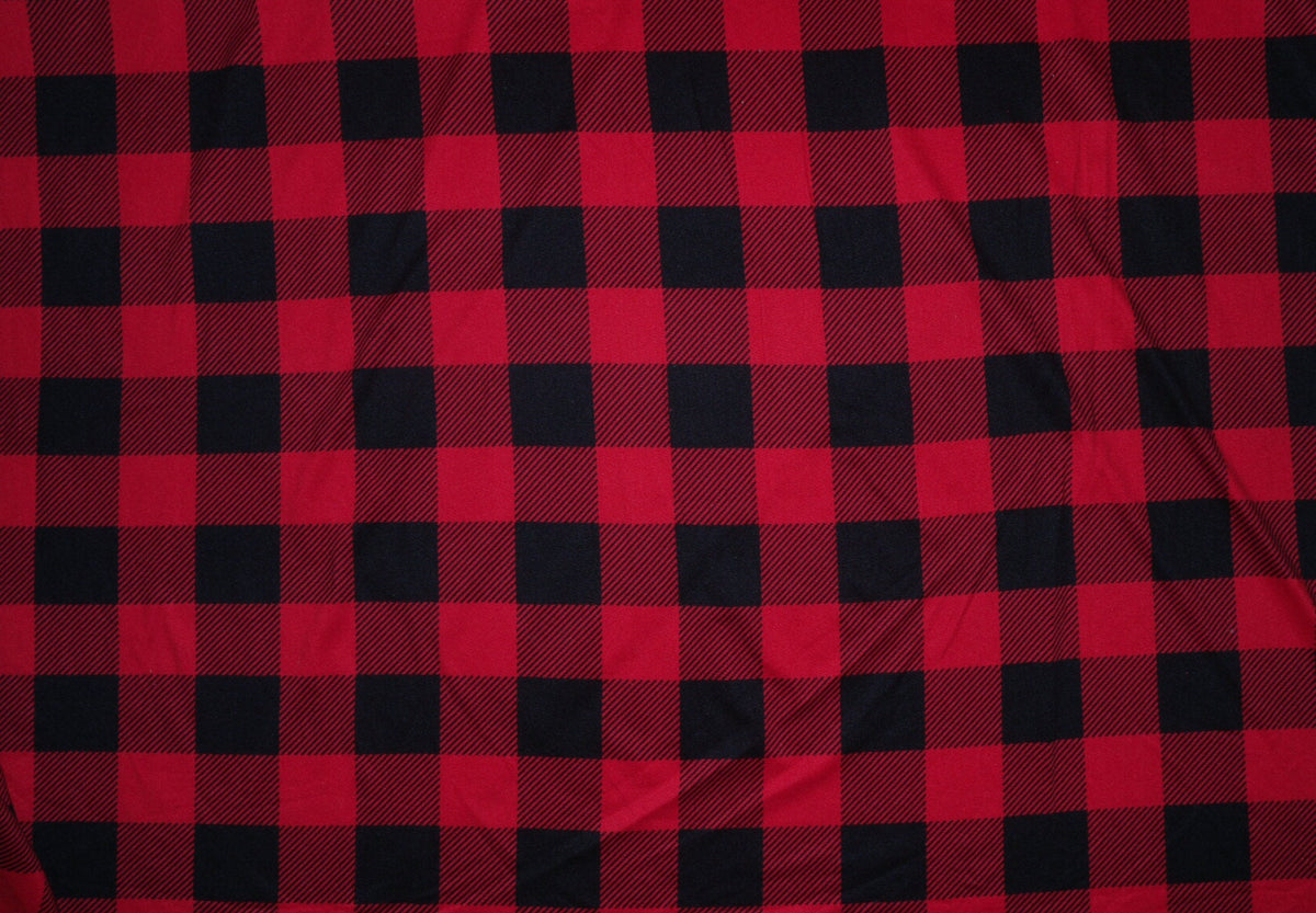 Red Buffalo Plaid DBP Print #383 Poly Spandex Apparel Stretch Fabric 190 GSM 58"-60" Wide By The Yard