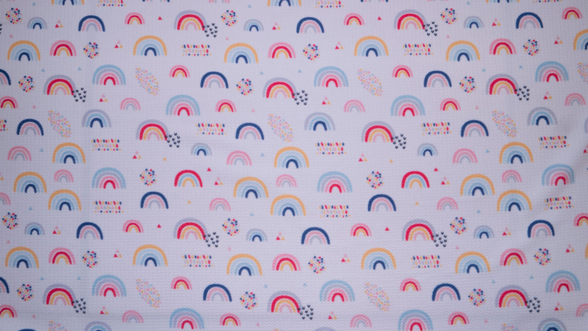 Rainbow Bullet Print #252 Ribbed Scuba Techno Double Knit 2-Way Stretch Poly Spandex Apparel Craft Fabric 58"-60" Wide BTY