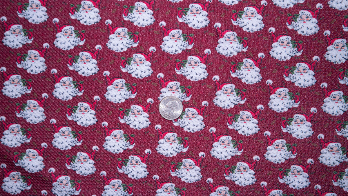 Vintage Santa Bullet Print #335 Ribbed Scuba Techno Double Knit 2-Way Stretch Poly Spandex Apparel Craft Fabric 58"-60" Wide BTY