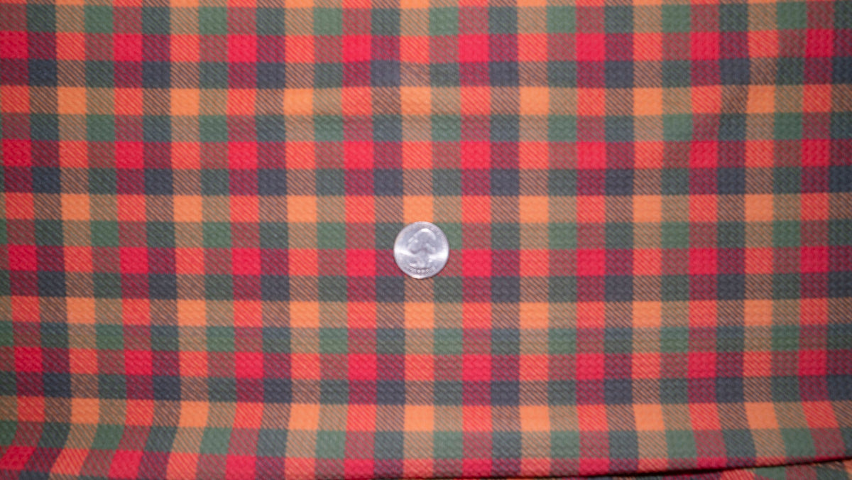 Fall Plaid Bullet Print #342 Ribbed Scuba Techno Double Knit 2-Way Stretch Poly Spandex Apparel Craft Fabric 58"-60" Wide BTY