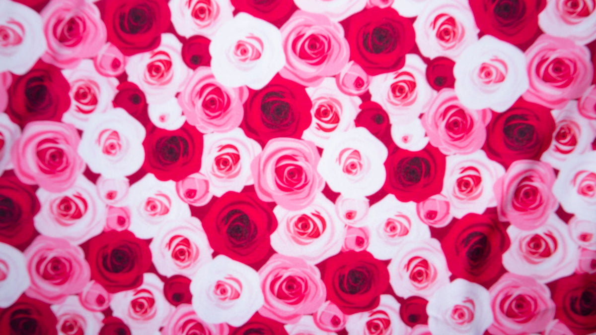 Valentines Day Roses #103 Double Brushed Polyester Spandex Apparel Stretch Fabric 190 GSM 58"-60" Wide By The Yard