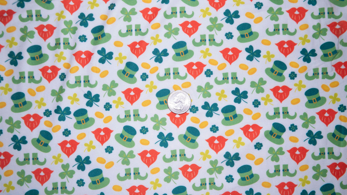 Leprechaun Saint Patrick Print #153 Double Brushed Polyester Spandex Apparel Stretch Fabric 190 GSM 58"-60" Wide By The Yard