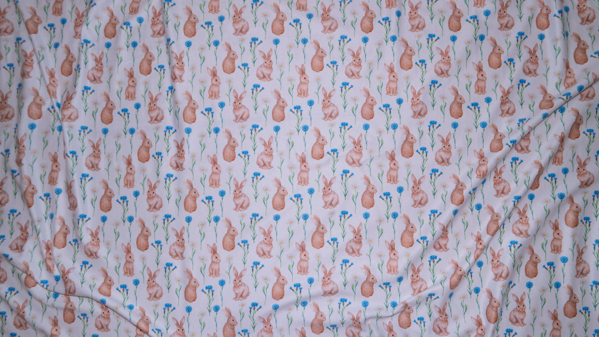 Bunny Daisy #171 Double Brushed Polyester Spandex Apparel Stretch Fabric 190 GSM 58"-60" Wide By The Yard