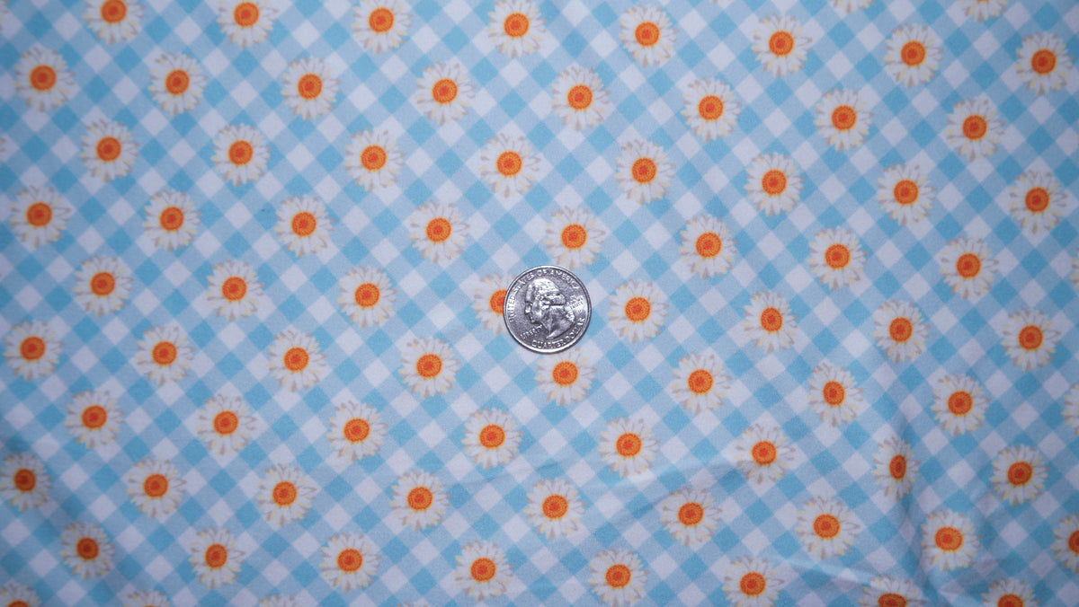Daisy Gingham DBP Print #196 Double Brushed Polyester Spandex Apparel Stretch Fabric 190 GSM 58"-60" Wide By The Yard