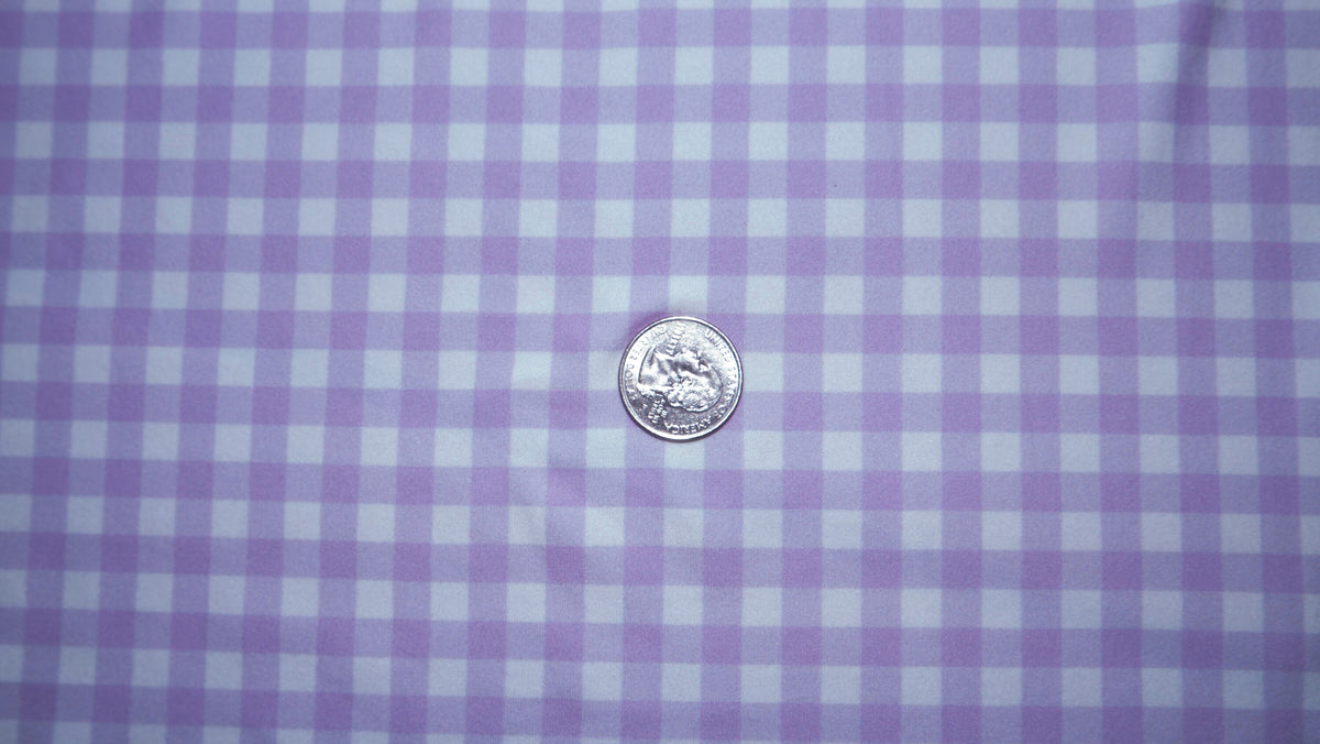 Purple Gingham DBP Print #219 Double Brushed Polyester Spandex Apparel Stretch Fabric 190 GSM 58"-60" Wide By The Yard