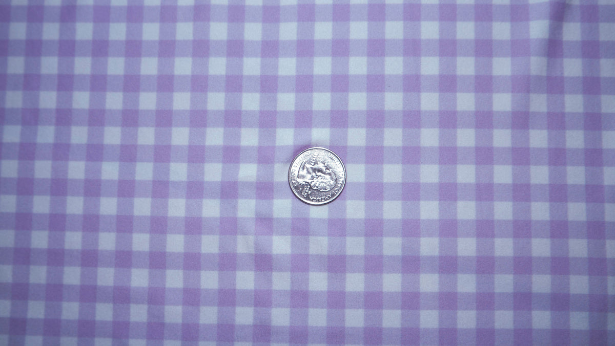 250 GSM DBP Purple Gingham Print #219 Double Brushed Polyester Spandex Apparel Stretch Fabric 58"-60" Wide By The Yard