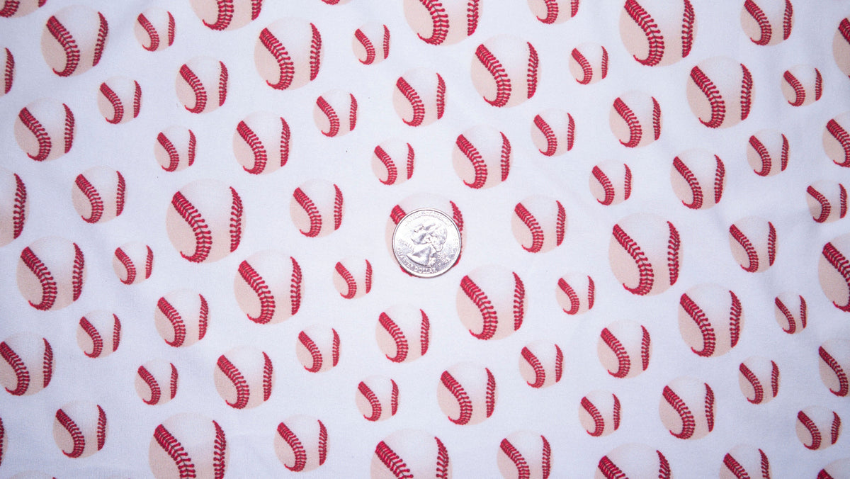 250 GSM DBP Baseball Print #202 Double Brushed Polyester Spandex Apparel Stretch Fabric 58"-60" Wide By The Yard