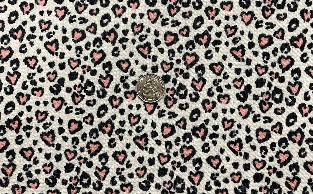 Pink Leopard Bullet Print #370 Ribbed Scuba Techno Double Knit 2-Way Stretch Poly Spandex Apparel Craft Fabric 58"-60" Wide BTY