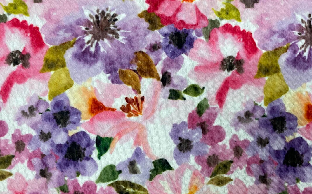 Floral Watercolor Bullet Print #373 Ribbed Scuba Techno Double Knit 2-Way Stretch Poly Spandex Apparel Craft Fabric 58"-60" Wide BTY