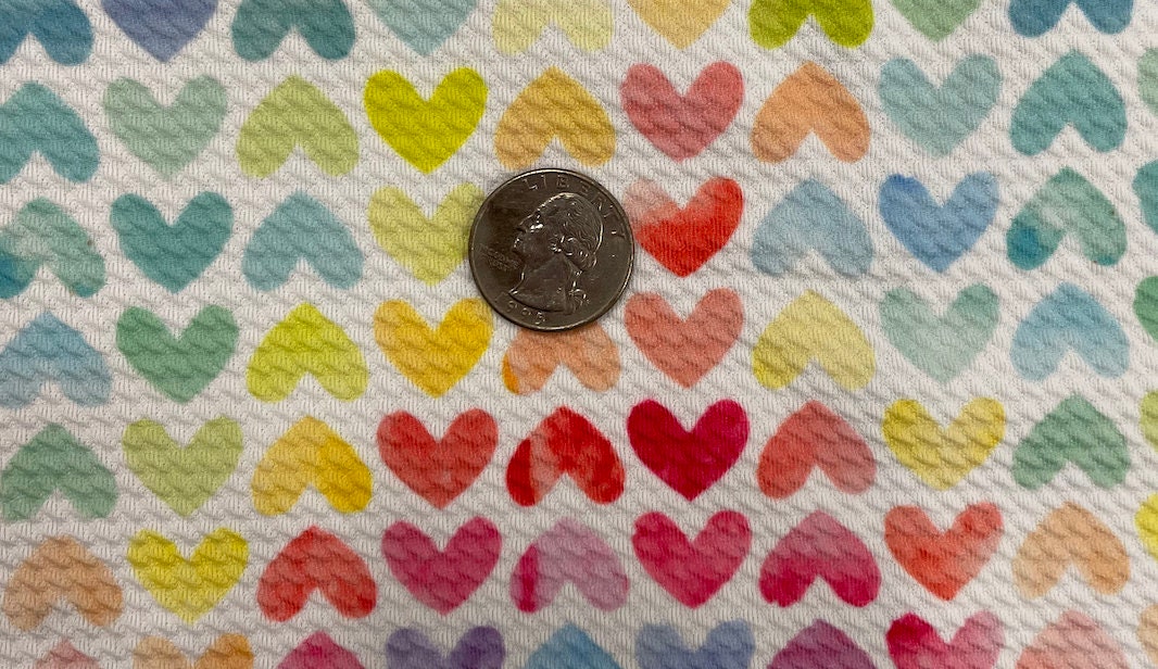 Hearts Multi-Color Bullet Print #387 Ribbed Scuba Techno Double Knit 2-Way Stretch Poly Spandex Apparel Craft Fabric 58"-60" Wide BTY