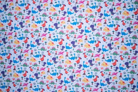 Dinosaur Bullet Print #27 Ribbed Scuba Techno Double Knit 2-Way Stretch Polyester Spandex Apparel Craft Fabric 58"-60" Wide BTY
