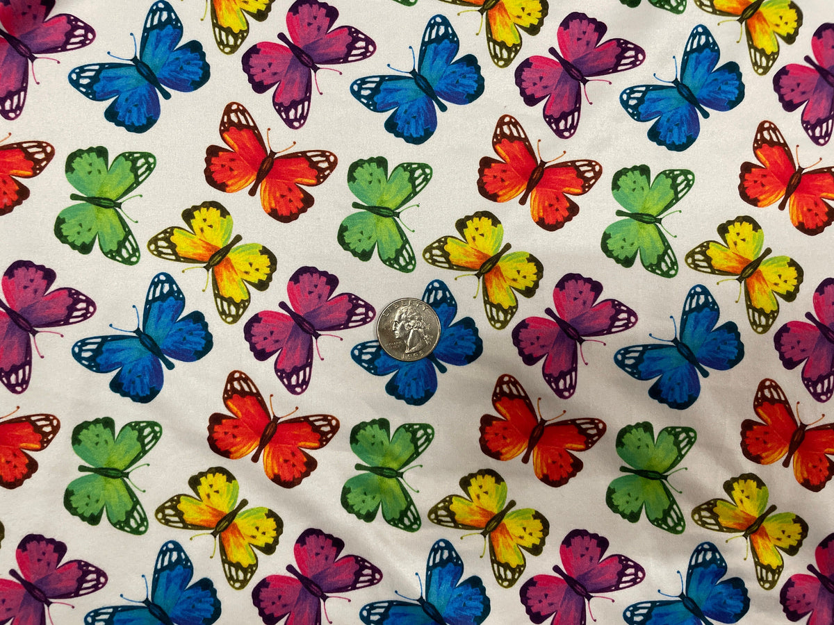 Butterfly DBP Print #225 Double Brushed Polyester Spandex Apparel Stretch Fabric 190 GSM 58"-60" Wide By The Yard