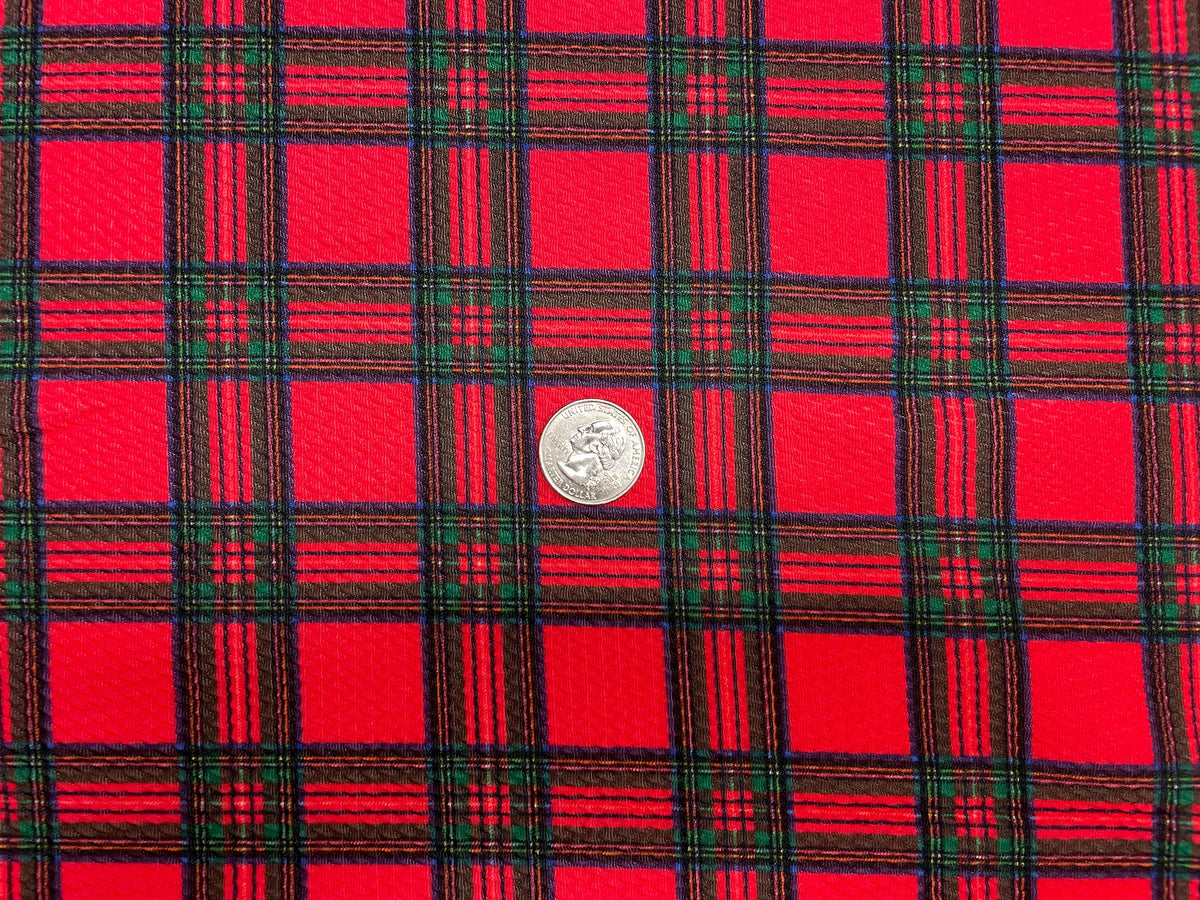 Tartan Christmas Plaid Bullet Print #406 Ribbed Scuba Techno Double Knit 2-Way Stretch Poly Spandex Apparel Craft Fabric 58"-60" Wide BTY