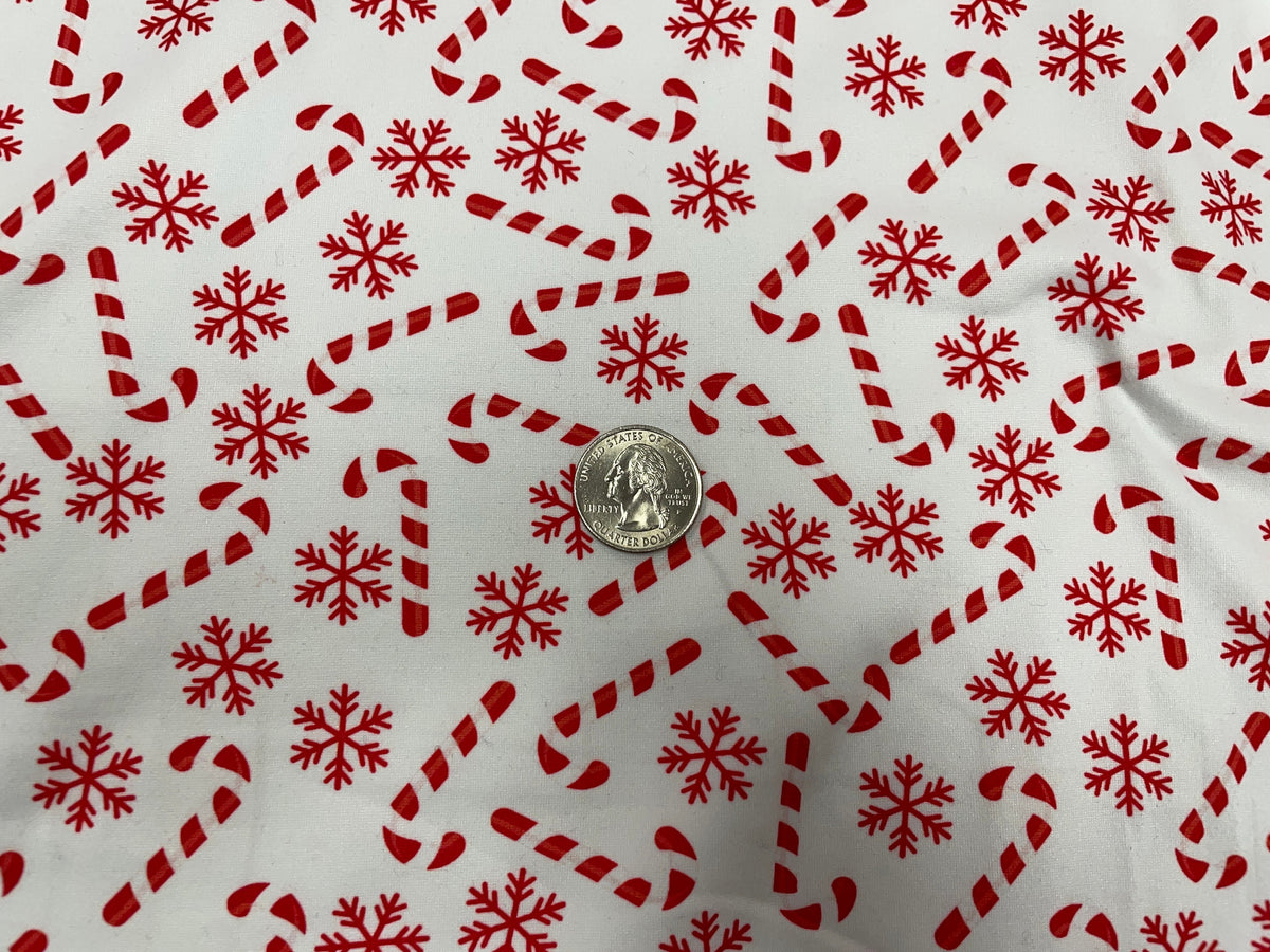 Candy Cane Christmas DBP Print #259 Double Brushed Polyester Spandex Apparel Stretch Fabric 190 GSM 58"-60" Wide By The Yard