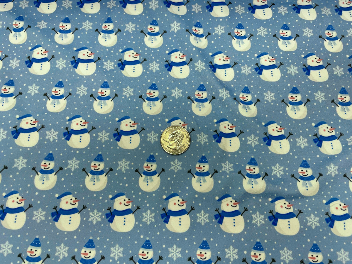Snowman Snowflake DBP Print #283 Double Brushed Polyester Spandex Apparel Stretch Fabric 190 GSM 58"-60" Wide By The Yard