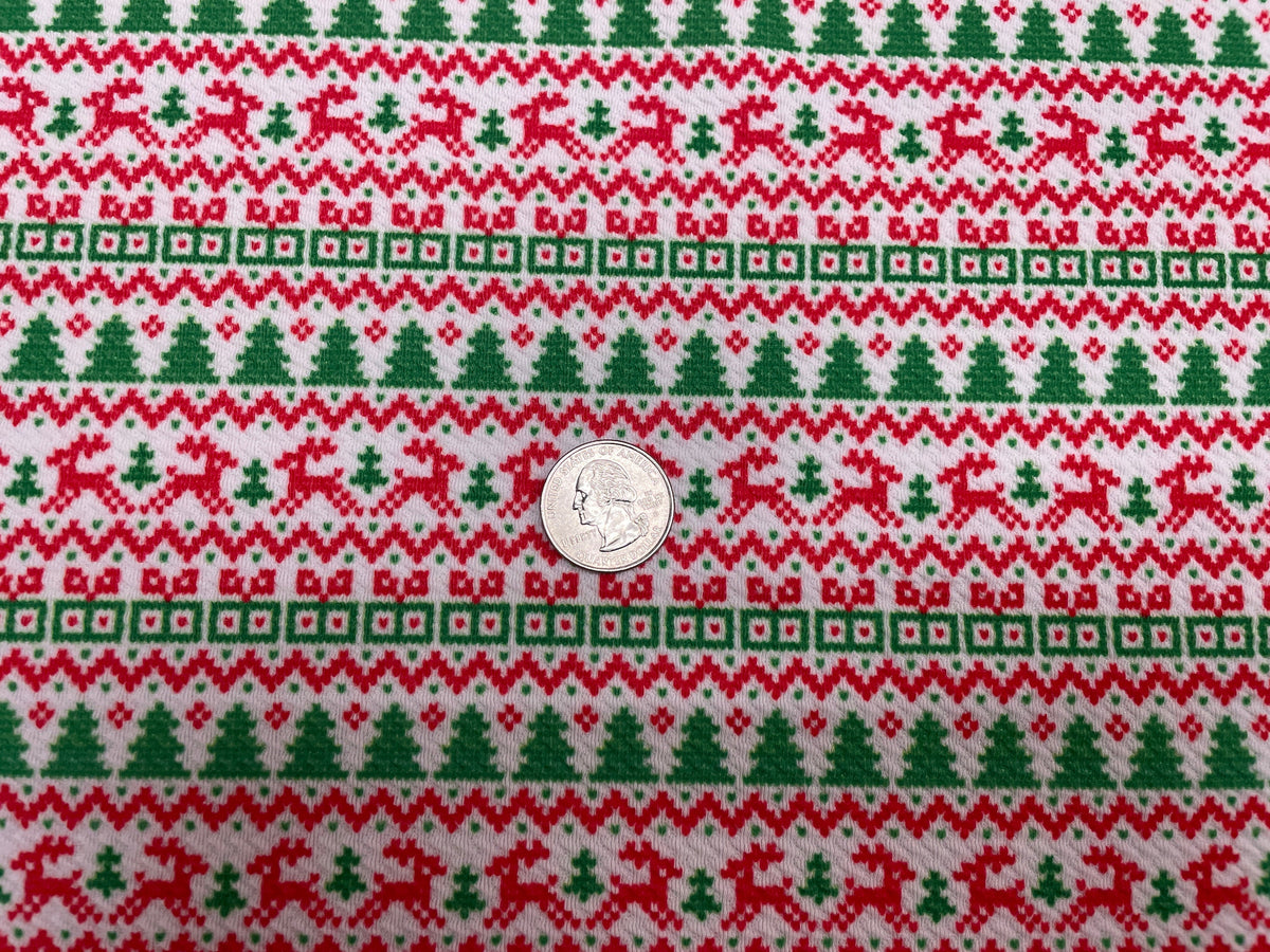 Ugly Sweater Christmas Bullet Print #411 Ribbed Scuba Techno Double Knit 2-Way Stretch Poly Spandex Apparel Craft Fabric 58"-60" Wide BTY