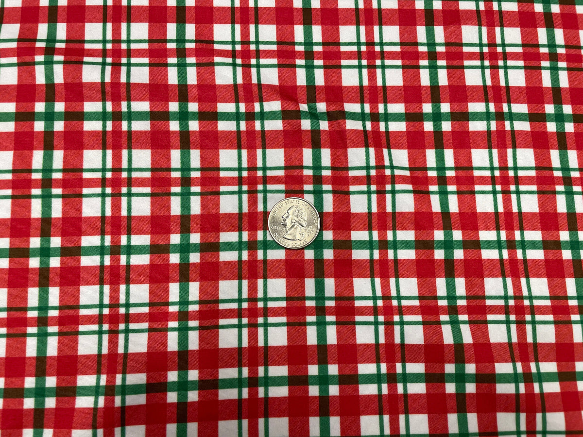 Christmas Plaid DBP Print #294 Double Brushed Polyester Spandex Apparel Stretch Fabric 190 GSM 58"-60" Wide By The Yard