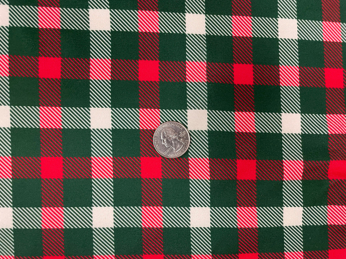 Christmas Plaid DBP Print #315 Double Brushed Polyester Spandex Apparel Stretch Fabric 190 GSM 58"-60" Wide By The Yard