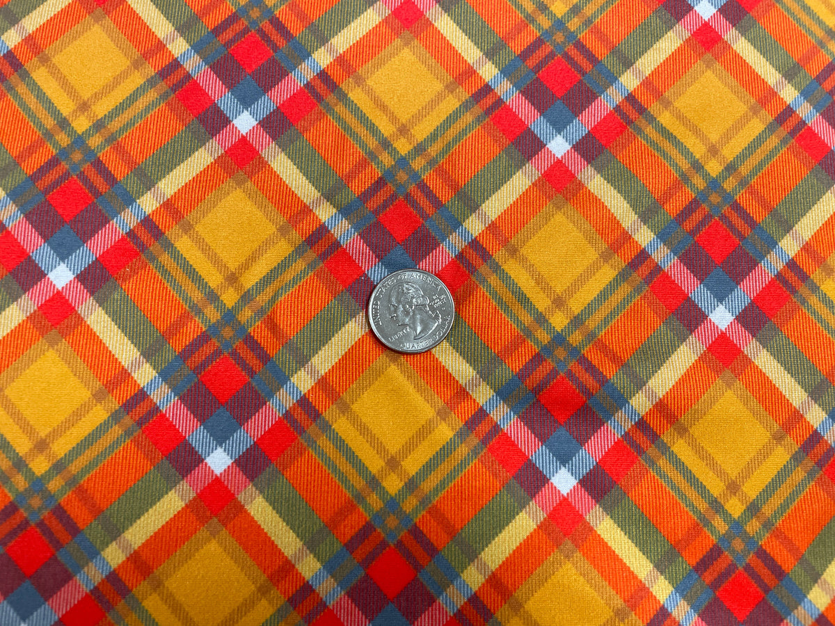 Fall Plaid DBP Print #334 Double Brushed Polyester Spandex Apparel Stretch Fabric 190 GSM 58"-60" Wide By The Yard