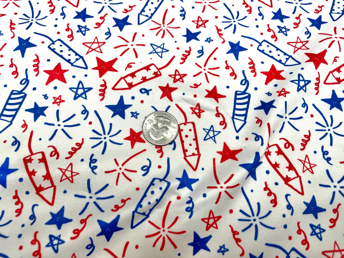 Fireworks DBP Print #433 Double Brushed Polyester Spandex Apparel Stretch Fabric 190 GSM 58"-60" Wide By The Yard