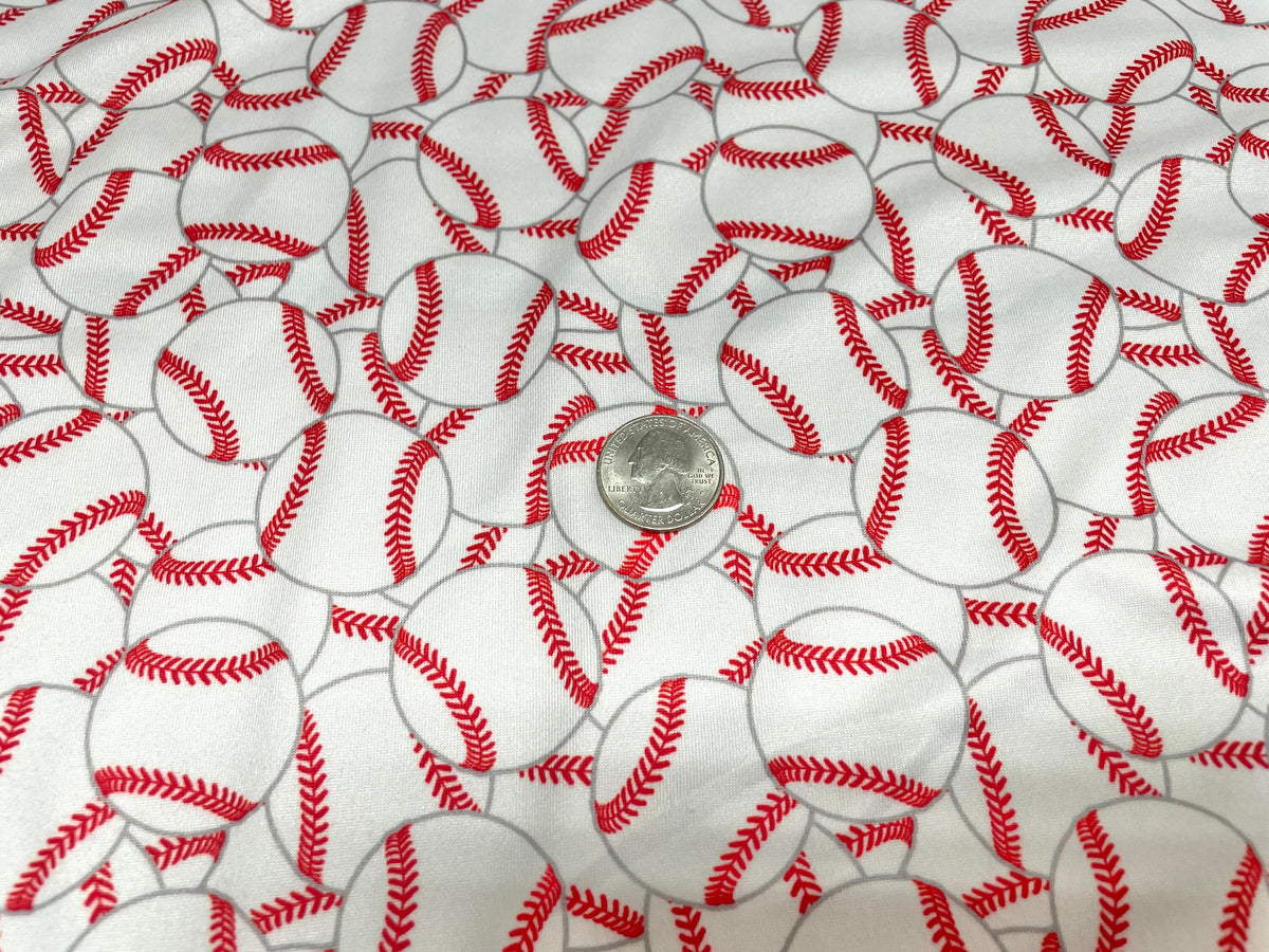 250 GSM DBP Baseball Print #450 Double Brushed Polyester Spandex Apparel Stretch Fabric 58"-60" Wide By The Yard