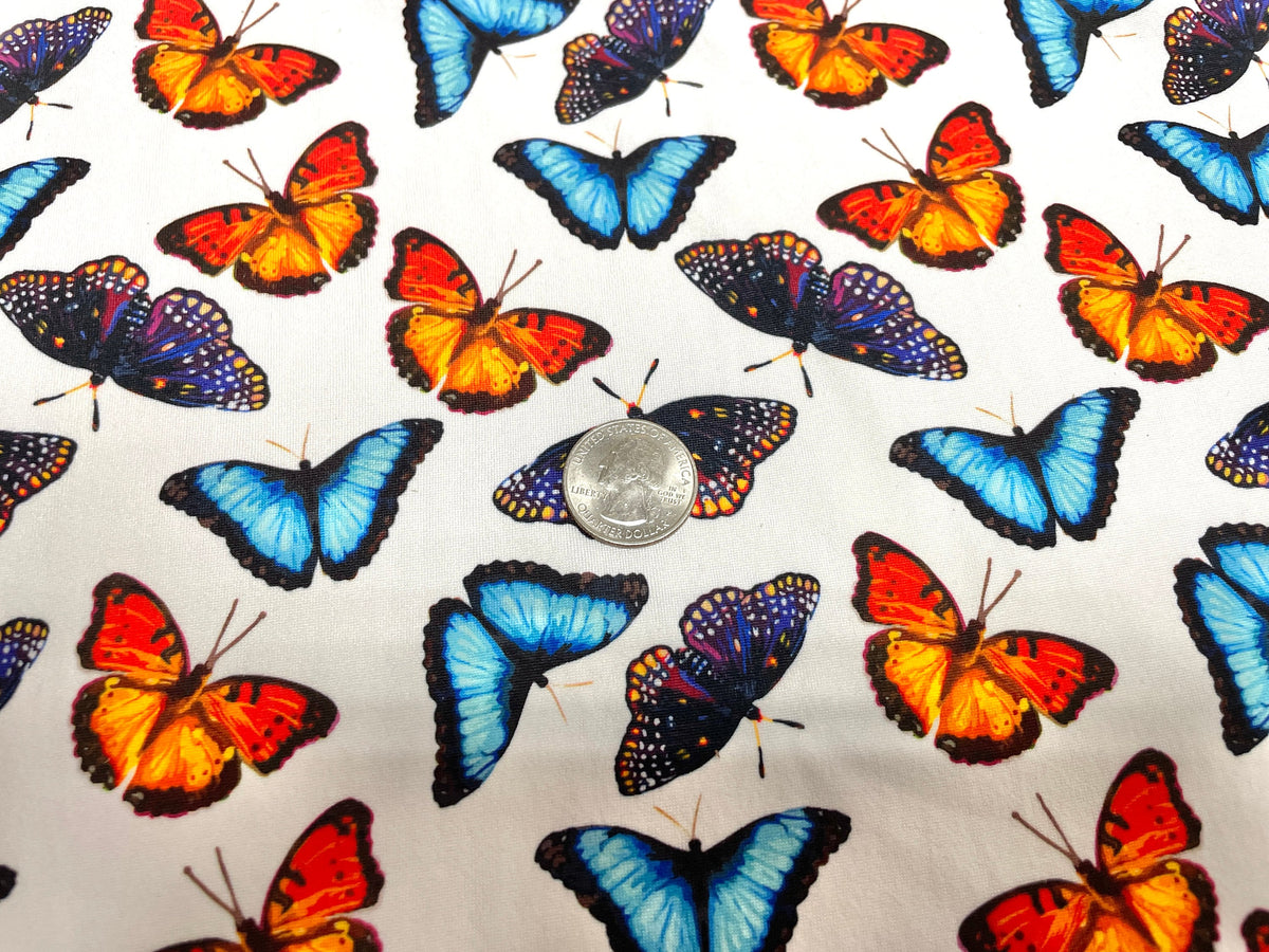 Butterfly DBP Print #464 Double Brushed Polyester Spandex Apparel Stretch Fabric 190 GSM 58"-60" Wide By The Yard
