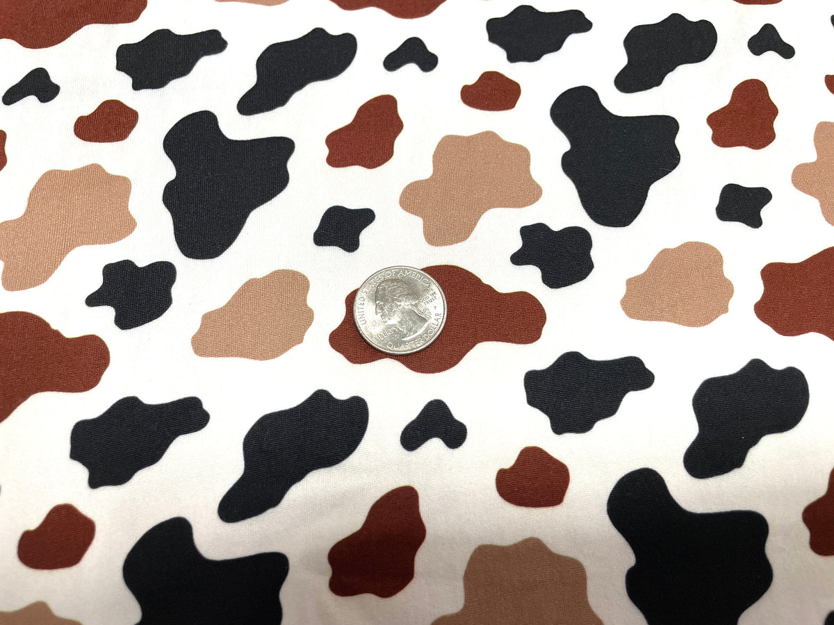 Cow spot Cowhide DBP Print #466 Double Brushed Polyester Spandex Apparel Stretch Fabric 190 GSM 58"-60" Wide By The Yard