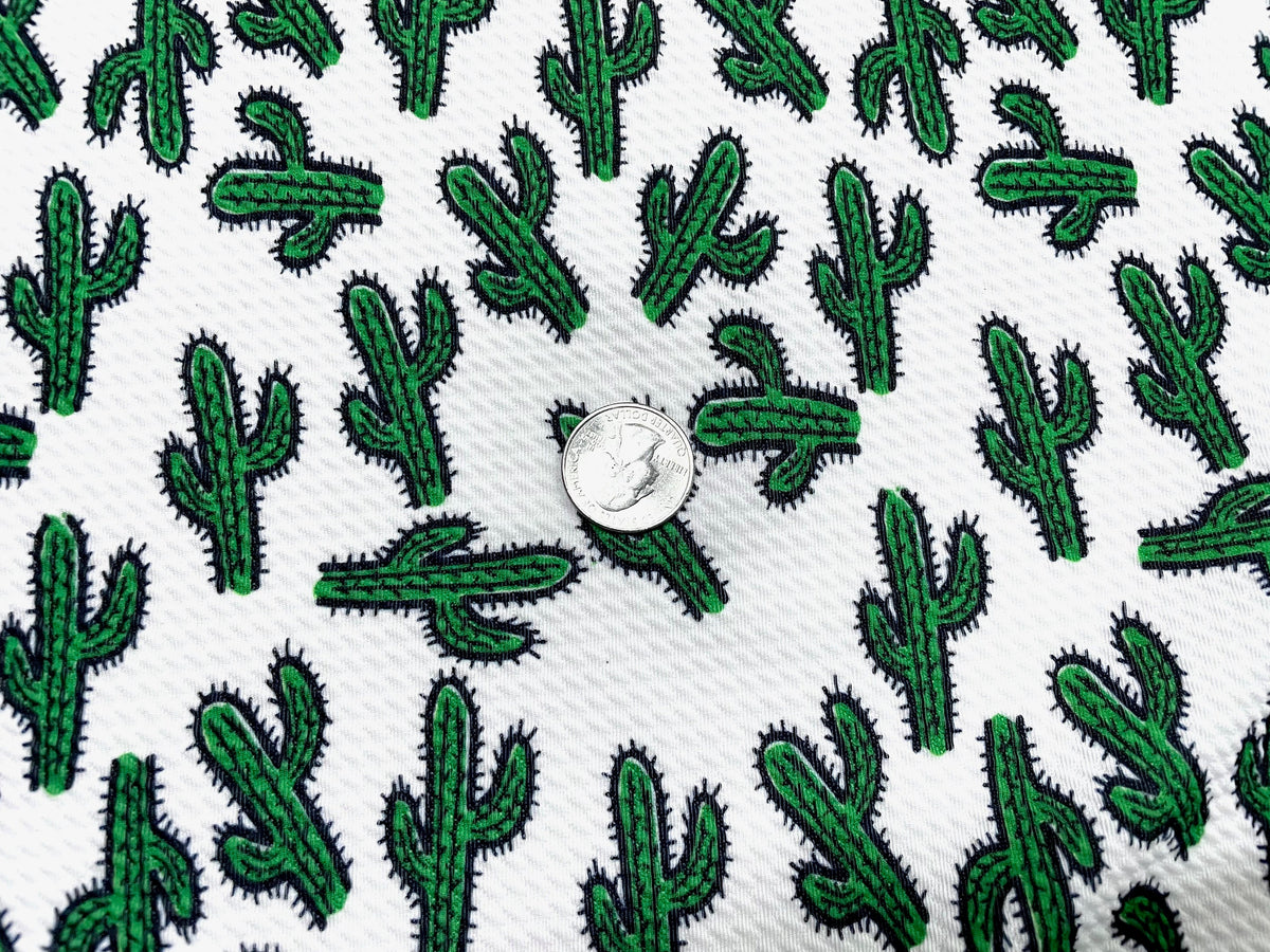 Cactus Cacti Bullet Print #502 Ribbed Scuba Techno Double Knit 2-Way Stretch Poly Spandex Apparel Craft Fabric 58"-60" Wide BTY