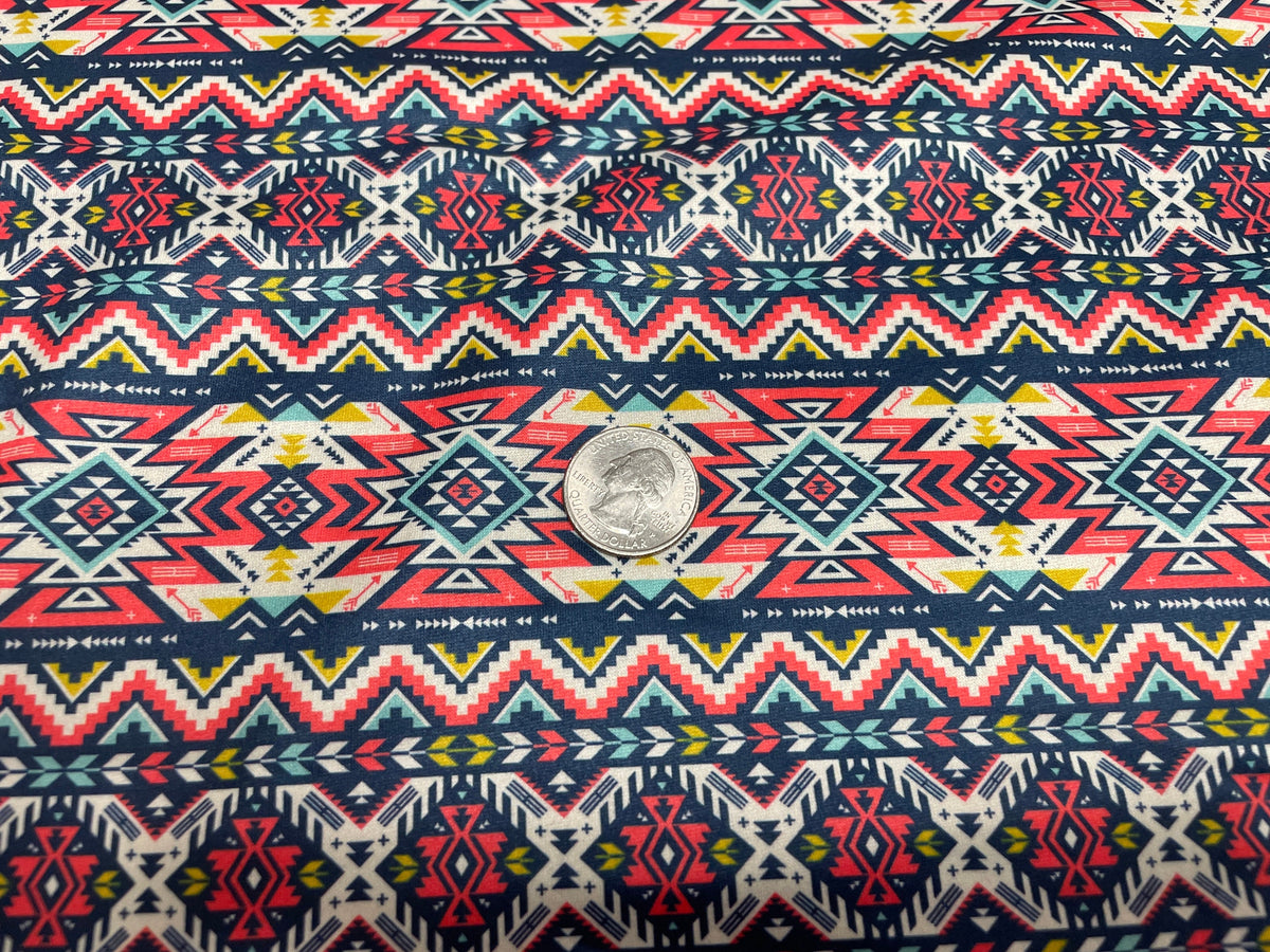 Aztec Ethnic DBP Print #445 Double Brushed Polyester Spandex Apparel Stretch Fabric 190 GSM 58"-60" Wide By The Yard