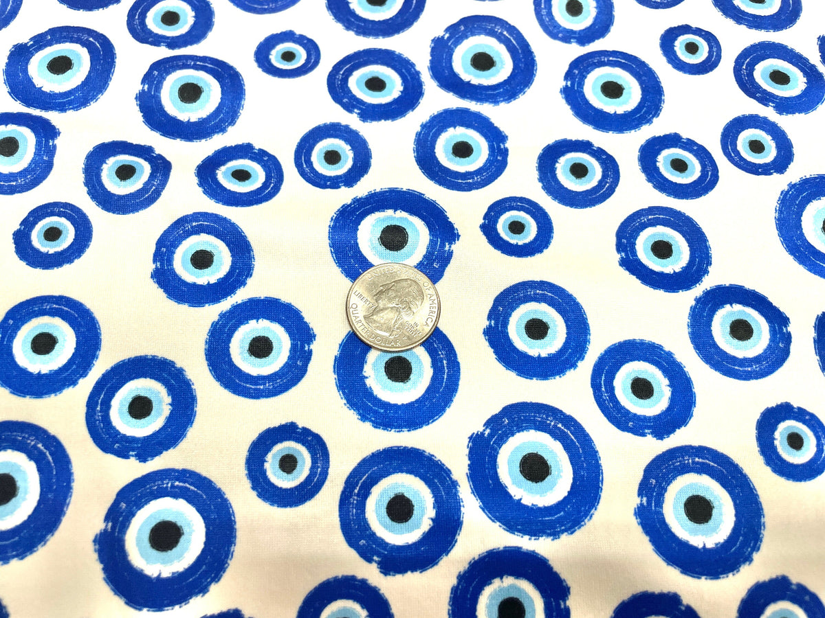 250 GSM DBP Evil Eye Boho Print #449 Double Brushed Polyester Spandex Apparel Stretch Fabric 58"-60" Wide By The Yard