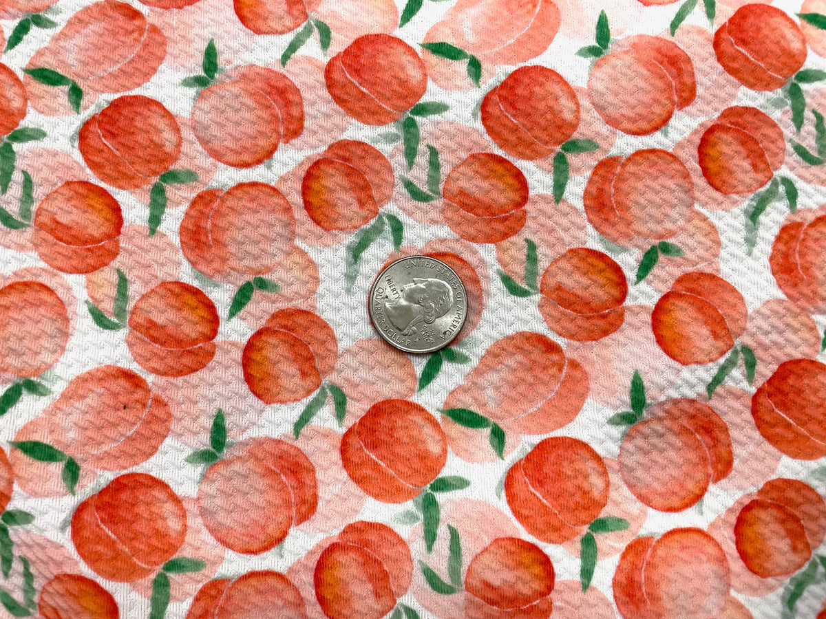 Summer Peaches Bullet Print #522 Ribbed Scuba Techno Double Knit 2-Way Stretch Poly Spandex Apparel Craft Fabric 58"-60" Wide BTY
