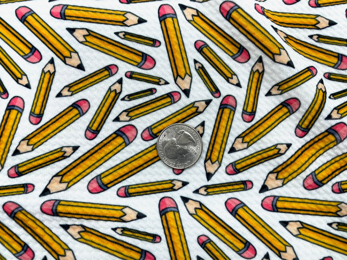 Pencils Bullet Print #551 Ribbed Scuba Techno Double Knit 2-Way Stretch Poly Spandex Apparel Craft Fabric 58"-60" Wide BTY