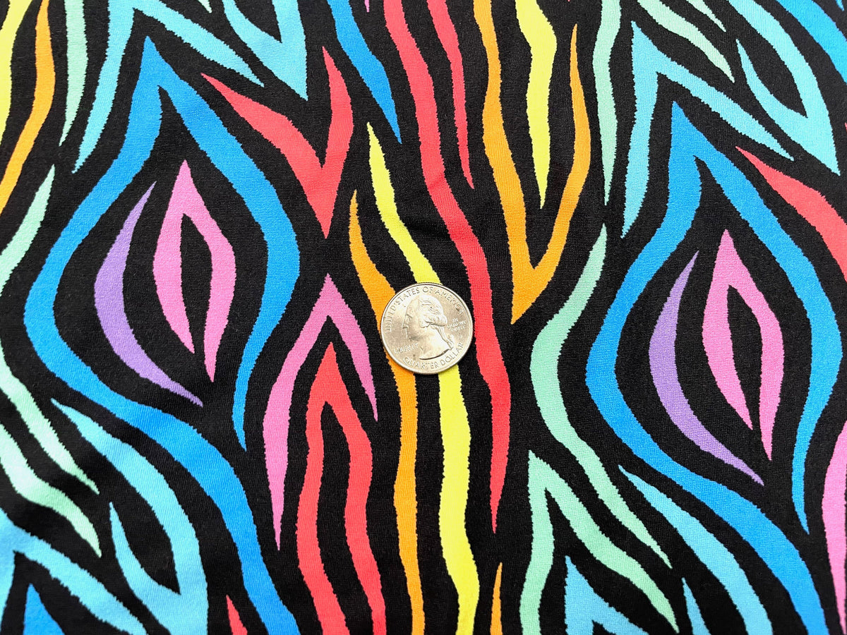 Zebra Neon Animal DBP Print #474 Double Brushed Polyester Spandex Apparel Stretch Fabric 190 GSM 58"-60" Wide By The Yard